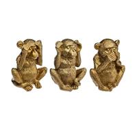 Paris Prix – Set de 3 statuettes Singes Sagesse – résine dorée – H17 cm