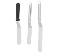 Lot de 3 Spatule Pâtisserie Coudée Inox, Kit Spatule Glaçage Gâteau Professionnel avec Manche Ergonomique, Spatule Cuisine 15cm et 20cm pour Décoration Cake Design, Crêpes et Lissage de Crème