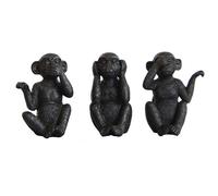 Lot de 3 Statues Singes ""Sagesse"" 8cm Noir Peut être placé dans de nombreux endroits