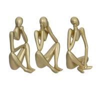 Lot de 3 Statuettes Déco Femme Le Collectionneur 17cm Or