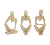 Lot de 3 Statuettes Femmes Aby 11cm Beige