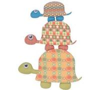 Lot de 3 Stickers "Tortues" Multicolore Multicolore G