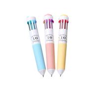 Lot de 3 stylos à bille multicolores - 10 couleurs en 1 - Stylo à bille rétractable pour notes, journal intime - Ensemble de couleurs multifonctions