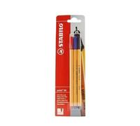 Lot de 3 stylos feutres fins - STABILO - Point 88 - Lot de 3 pièces - Rouge, bleu, noir - Pointe fine 0,4 mm