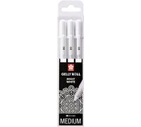 Lot de 3 stylos Sakura Gelly Roll Basic, blanc, 3 stylos “Bright White” dans un étui