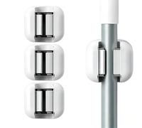 Lot de 3 Support Balais Mural sans Perçage, Accroche Balai Mural Auto-adhésif de Qualité Supérieure pour Cuisine, Garage et Salle de Bain, Porte Balais Mural Robuste et Antidérapant