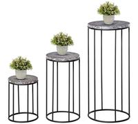 Lot de 3 supports à fleurs Supports à plantes aspect marbre, tabourets à fleurs empilables, décoratifs