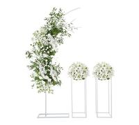 Lot de 3 supports d'arche de ballons et 2 supports pour fleurs de mariage | Support de fleurs de mariage en tube d'acier avec vernis au four - Hauteur de l'arc : 200 cm - Hauteur du support : 80 cm