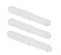 Lot de 3 supports de rouleau de papier toilette en plastique - Mécanisme à ressort flexible - Axe de montage pour WC - 11 cm
