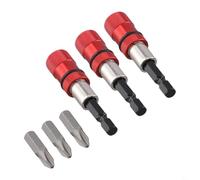 Lot de 3 supports de vis magnétiques avec guide de profondeur réglable pour cloison sèche et encadrement en utilisant des embouts en acier au chrome vanadium de couleur rouge et noire pour forets