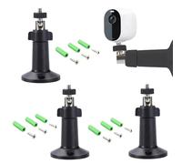 Lot de 3 supports muraux pour appareil photo - Réglable - Pivotant à 360 ° - Compatible avec Arlo Pro, Blink, CCTV - Noir