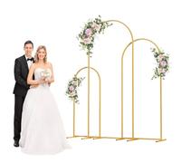 Lot de 3 supports pour arche de ballons, 1,2 m/1,5 m/1,8 m, toile de fond en métal doré pour cérémonie de mariage, fête d'anniversaire, fête prénatale, décoration florale de jardin