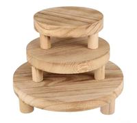 Lot de 3 supports ronds en bois naturel pour décoration de maison, jardin, base compacte pour pots, bougies et bijoux (feu clair)