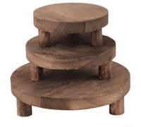 Lot de 3 supports ronds en bois pour exposer des plantes, des bougies et des articles de décoration, texture bois naturel pour espaces de vie (feu lourd)