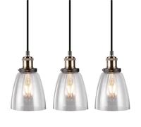 Lot de 3 suspensions pendules dormant chambre d'amis plafonniers en verre clair