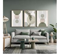 Lot de 3 Tableau Décoration Murale Vert Sauge 50x70 cm - Affiche Moderne Sans Cadre - Toile Déco Bohème Maison