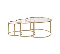 Lot de 3 tables basses en métal ""Aurum"" - 80 x 80 x 43 cm - Or Transparent