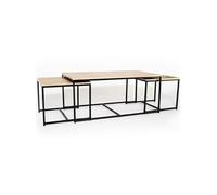 Lot de 3 tables basses gigognes DETROIT 113 cm design industriel