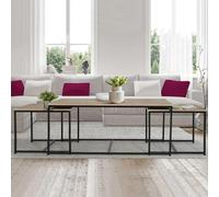 Lot De 3 Tables Basses Gigognes Detroit 113 Cm Design Industriel Marron