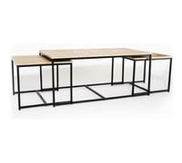 Lot de 3 tables basses gigognes DETROIT 113 cm design industriel Noir G