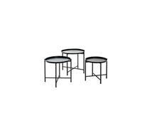 Lot de 3 tables coloris noir en métal --