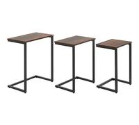 Lot de 3 tables d'appoint 45/30/60 cm marron en bois gigognes industrielles