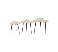 Lot de 3 tables d'appoint 61, 52 et 43 cm en marbre beige et métal