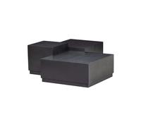 Lot de 3 tables d'appoint en bois de frêne et MDF noir, empilables, 3 tailles - Woood, Pim - 78x78x54 cm