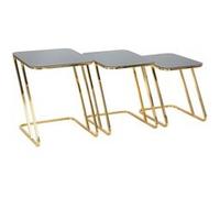Paris prix lot de 3 tables d'appoint gigognes - Noir et or