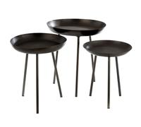Lot de 3 Tables d'Appoint Rondes Cario 50cm Gris