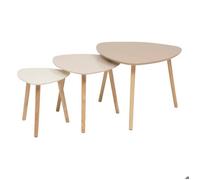 Atmosphera - Tables gigognes Mileo - Lot de 3 Beige, pieds bois, H 45 cm