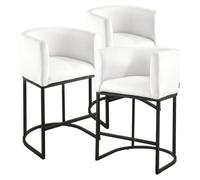 Lot de 3 tabourets de bar, tabourets de comptoir de 63 cm, tabourets de bar avec dossier, accoudoirs, structure métallique et repose-pieds, tabourets de bar en tissu décoratif, tabourets de bar pour î