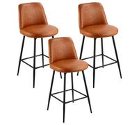 Lot de 3 tabourets de bar, tabourets pivotants de 69 cm de hauteur, tabourets de bar modernes en similicuir avec dossier et pieds en métal, tabourets de bar sans accoudoirs, tabourets de bar pour îlot