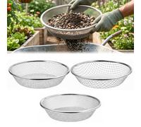 Lot de 3 tamis de jardin en acier inoxydable - Tamis de jardin à compost - Tamis de terre - Tamis à sable et passoire pour terre, outil de jardin en métal avec 3 tailles de trous pour seau de 5