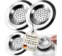 Lot de 3 tamis d'évier en acier inoxydable - 7,8 cm et 6,4 cm - Passoire d'évier de cuisine - Passoire de salle de bain - Filtre de vidange - Filtre universel