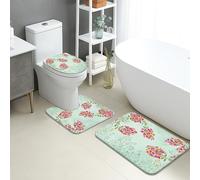 Lot de 3 tapis de bain à séchage rapide motif floral pêche bougainvillier, absorbant, antidérapant, tapis de bain décoratif en flanelle lavable pour salle de bain, toilettes, toilettes