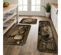 Lot de 3 tapis de cuisine rustiques pour barbecue, décoration de gril vintage, tapis doux, confortables et lavables pour éviers de cuisine, buanderie, salle de bain