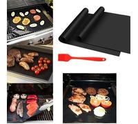 [Lot de 3] Tapis de grille pour barbecue - Anti-adhésif réutilisable et résistant à la chaleur - Noir