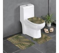 Lot de 3 tapis de salle de bain ultra doux à séchage rapide - Motif peau d'alligator - Absorbants avec toilettes en forme de U - Pour salle de bain, baignoire, douche, WC