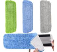Lot de 3 têtes de balai à franges lavables, compatibles avec toutes les serpillères à vaporiser et révéler 42 x 14 cm (bleu vert gris)