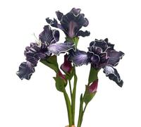 Lot de 3 têtes de fleurs d'iris artificielles violet foncé avec tige | Bouquets de fleurs artificielles réalistes en vrac, arrangements de cimetière, décoration de mariage