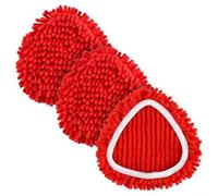 Lot de 3 têtes de serpillère en microfibre chenille de rechange pour balai rotatif EasyWring, tampons de recharge lavables pour bois dur pour nettoyage du carrelage et du sol, rouge