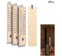 Lot de 3 thermomètres en bois muraux pour intérieur ou extérieur, maison, bureau, jardin