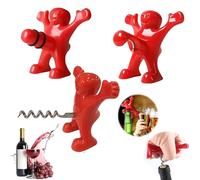 Lot De 3 Tire Bouchon Homme Rouge, Bouchon Bouteille Vin, Tire Bouchon Rigolo, Decapsuleur De Bière, Ouvre Bouteille De Vin, Tire Bouchon Personnalisé, Coffret Cadeau Pour Anniversaire, Noël, Vacances