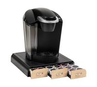 Lot de 3 tiroirs à café « Anchor » pour Keurig Vue Packs, Keurig K-Cups, gélules Nespresso, capsules de CBTL / Verismo ou dosettes Tassimo Pour K-Cup, CBTL, Verismo, Dolce Gusto 36 acpacity Black with wood veneer