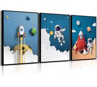 Lot de 3 toiles murales sur le thème de l'espace - Affiches d'œuvres d'art fantaisistes sur le thème de l'espace - Impressions sur le thème de l'espace - Images pour chambre d'enfant, chambre de