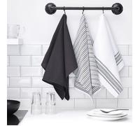Lot de 3 torchons à rayures ESSENTIAL - TODAY - Gris anthracite 50x70 cm