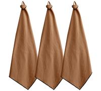 Lot de 3 torchons de cuisine coton 50x70 cm HONO marron cognac
