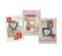 Lot De 3 Torchons En Coton Sergé - Coeurs