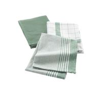 Douceur d'Intérieur Lot de 3 torchons Vibrato en coton tissé nid d'abeille Vert 50x70 cm